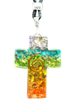 Orgone Chakra Pendant Necklace Cross Generator Copper EMF Coils Bead Cord - £10.03 GBP