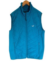 HOLLISTER VEST Men’s Size L Aqua Blue Soft Shell/Quilted Outdoor Hiking ... - $25.49
