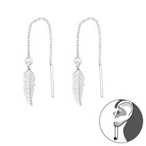 Feather 925 Silver Threader Earrings - £11.90 GBP