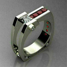2.40Ct Princess Cut Simulated Ruby Ring Gold Plated 925 Silver - £108.99 GBP