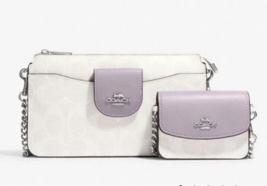 New Coach C3328 Poppy Crossbody with Card Case in Signature Canvas Chalk / Mist - £106.22 GBP