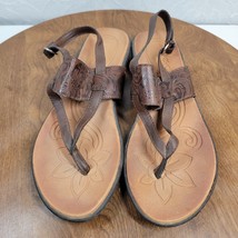 B.O.C Womens Sharin Sandals 9 Brown Embossed Leather Thong Slingback Str... - $26.77