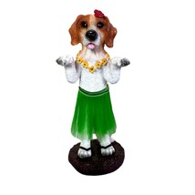 Dashboard Hula Dog Beagle Bobblehead Figurine 15.2cm green grass - £28.88 GBP