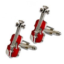 Violin Cufflinks Reddish Brown Enamel New W Gift Bag Music Musician Wedding - £10.35 GBP