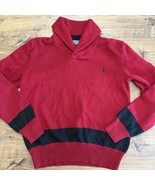 Vintage Polo Ralph Lauren Men’s L Red Blue Stripe Shawl Collar Sweater 9... - $47.52 CAD