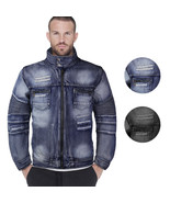 Contender Men&#39;s Distressed Multi Pocket Zip Up Cotton Denim Jean Jacket ... - $712.91 MXN+