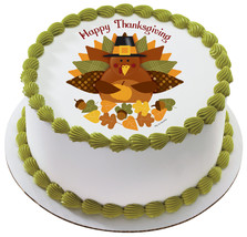 Happy Thanksgiving Turkey Personalized Edible Image Birthday Cake Topper Decorat - £5.86 GBP