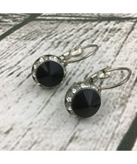 Faux Onyx Sparkling Rhinestone Earrings Womens Fashion Jewelry - £11.71 GBP