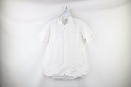 Vintage 50s Streetwear Mens Medium Double Pocket Pima Cotton Button Shirt White - £46.68 GBP