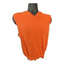 TOMMY HILFIGER Men&#39;s M Sweater Vest Diamond Orange V-neck  Cotton Small Flaws - £11.74 GBP