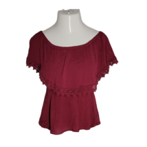 Moa Moa Cute Off Shoulder Blouse Top ~ Sz M ~ Burgundy ~ Short Sleeve - £12.93 GBP