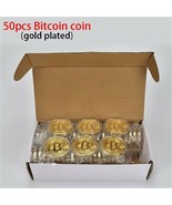 50 Pcs Bitcoin Souvenir Collectible Gold Plated Physical Metal Coin - $100.72 CAD