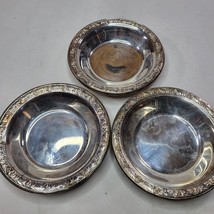 Set of 3 Antique Reed & Barton 6.5” Silverplate Classic Rose Design Bowl Candy - $31.96