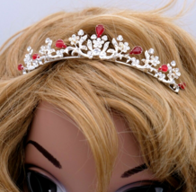 Apple Red Rhinestone Crystal Bridal Wedding Prom Crown Tiara - £17.09 GBP