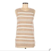 Lou &amp; Grey for Loft Tan White Striped Pullover Sweater Size Medium - £19.46 GBP