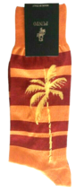 Punto Palm Tree Italian Dress Socks Egyptian Cotton 10-13 Striped Red Orange - $29.28