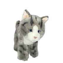 Toys R Us Plush Gray Tabby Kitty Cat Stripes Stuffed Animal Alley Realistic 8&quot; - £11.26 GBP