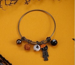 Halloween Charm Bracelet Handmade Spooky Skeleton Ghost Witch Charms Free Bag! - £14.75 GBP
