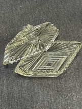Vintage Art Deco Cut Glass Diamond-Shaped W/ Lid  Dish Powder MId Centur... - $7.92