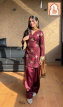 Maroon Farsi Salwar Silk Suit Set for Party Wear - $45.00