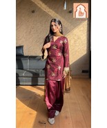 Maroon Farsi Salwar Silk Suit Set for Party Wear - $45.00