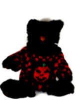 Boyds Bears 9&quot; Black Kitty Cat Kitten Halloween Pumpkin Sweater Plush Jo... - £11.82 GBP