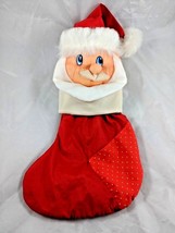 Nylon Santa Claus Christmas Stocking 16 Inch Vintage Stuffed Animal Toy - £8.46 GBP