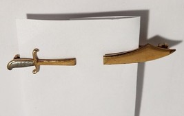 Vintage Anson Tie Bar Clip Clasp Stay Gold Tone Scimitar Sword Silver Handle - £15.17 GBP