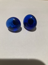 Cobalt blue colored glass button pierced earrings with posts - £15.84 GBP