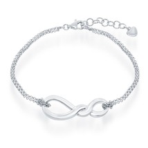 Sterling Silver Infinity Knot Double Strand Bracelet - £50.83 GBP