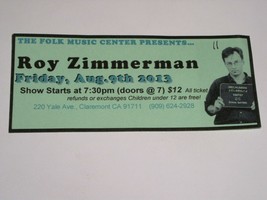 Roy Zimmerman Concert Ticket 2013 Folk Music Center Claremont California - $20.52 CAD