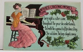 Christmas Wishes Unique Poem, Alone at Christmas Day c1910 Postcard G6 - £4.70 GBP