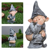 Pooping Garden Gnome Naughty Ornament Funny Home Miniature Statue Resin Dwarf US - £9.15 GBP