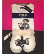 Ralph Lauren Sled Polo Bear Women&#39;s Pajamas Faux Shearling Fur Slippers ... - $183.14