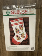Vtg NIP Sunset 18024 Stocking Felt Applique Pesonalized Kit Elf Bear/ Wu... - $242.13 MXN