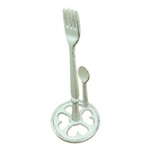 Cast Iron Fork and Spoon Paper Towel Holder Farm Kitchen White 11.5” - £21.05 GBP