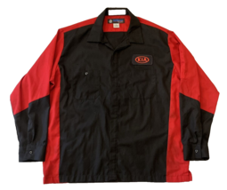 KIA Technician Long Sleeve Button Up Shirt UniWeave XL Red Black - $23.74