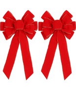 2 Pack Red Christmas Bows Outdoor Decorations,12”X20” Large Christmas Tr... - $19.68 CAD