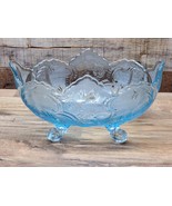 Vintage JEANETTE Lombardi Shell Pattern Brilliant ICE BLUE Oval Footed Bowl - $23.98