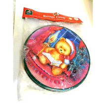 Vintage Christmas House Teddy Bear Burner Covers SET OF 2 New - $11.87