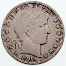 1906-D 50C Barber Demi Dollar En Fin État , Léger Gris Couleur - $60.61