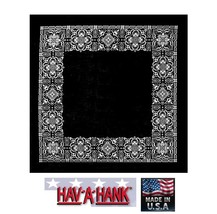 USA Hav-A-Hank 2-Sided Black Open Paisley BANDANA Head Face Wrap Mask Ne... - £7.98 GBP