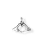 Authentic 925 Sterling Silver Heart Hands Women&#39;s Bracelet Charm - €35,20 EUR
