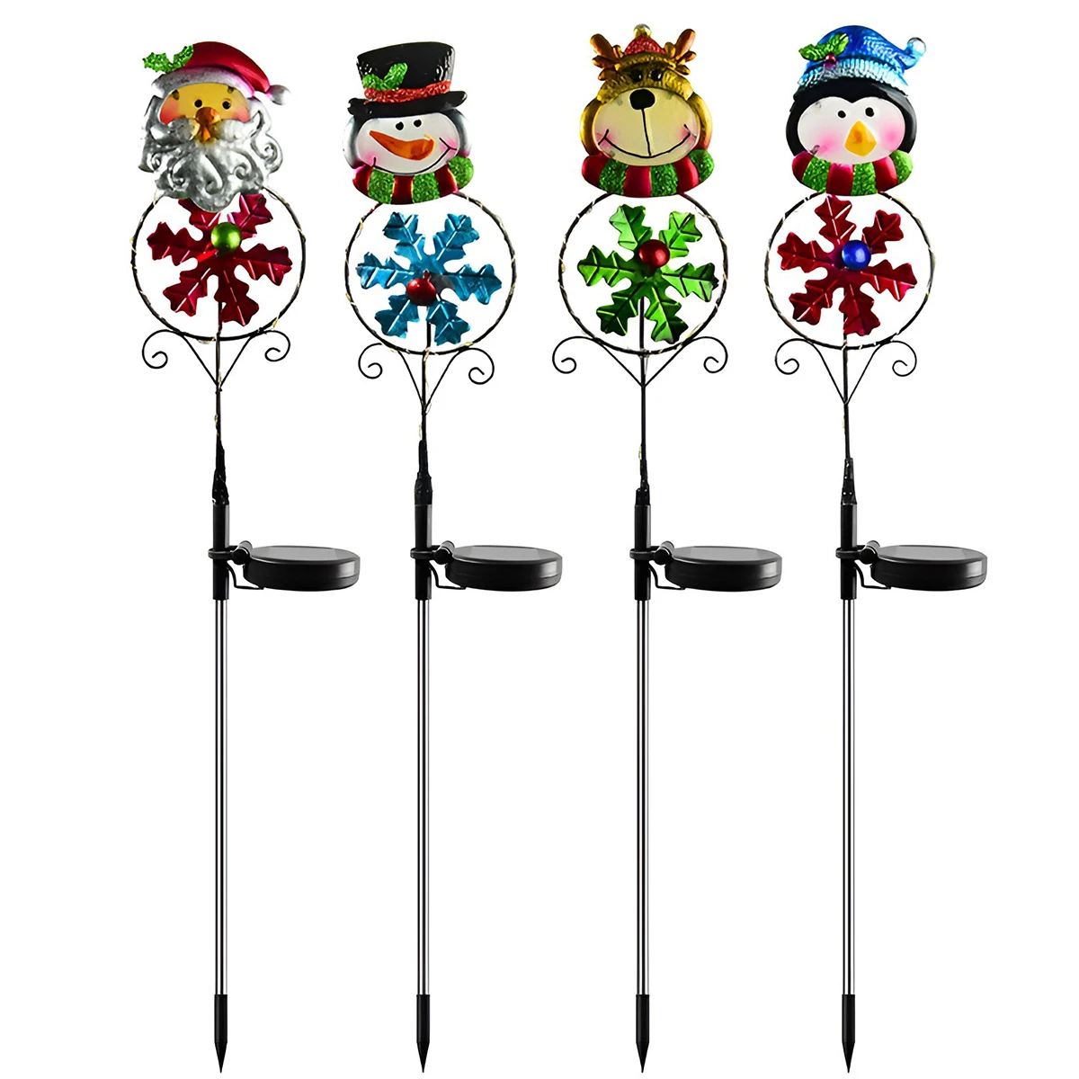 NEW 4Pcs Christmas Decorations Solar Garden Stake Lights IP65 Waterproof Cute Sa - £93.18 GBP