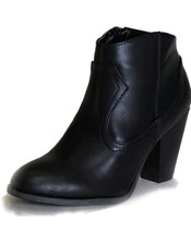 BAMBOO Womens Size 7.5 Ankle Booties PU Classic Black - $12.62