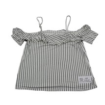 American Eagle Shirt Womens XS White Black Stripe Cold Shoulder Sleeve Top - £15.71 GBP