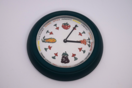 Vintage 1993 Umbra Wall Clock w/ Vegetables Green Plastic Tested Works - $24.74