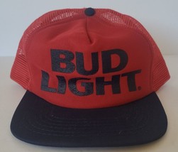 Vintage Bud Light Trucker Snapback Hat Cap Mesh Back Red - £12.04 GBP