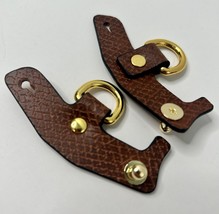 Leather attachment loops to transform bags or pouches, brown/gold hardware - $48.46
