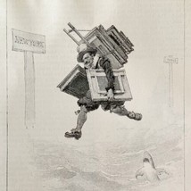 The Artist Jumping the Shark Paris To NY Leloir Victorian Print Poem 1896 DWP2B - £32.93 GBP